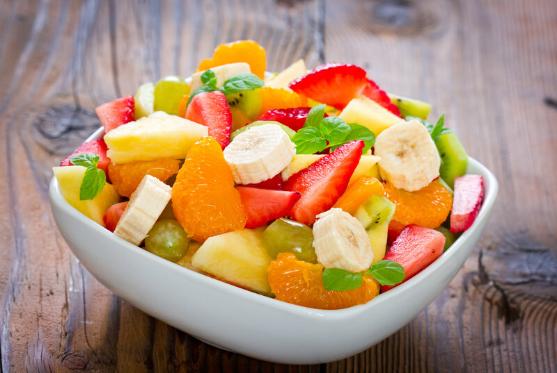 Fruit Salad in White Bowl