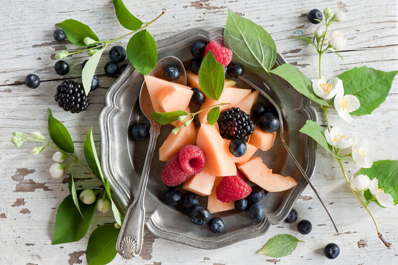 Fruit Salad on Silver Plate