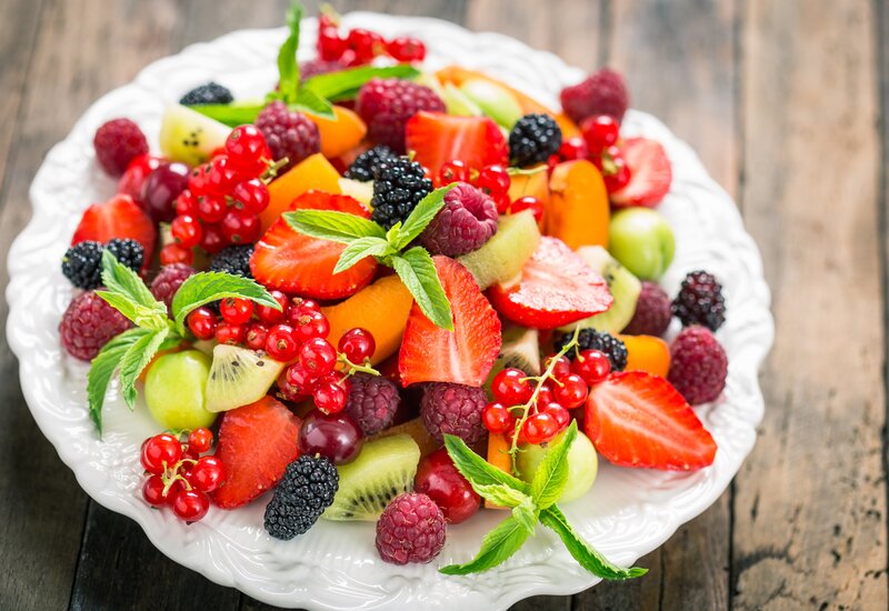 Fruit Salad on White Plate