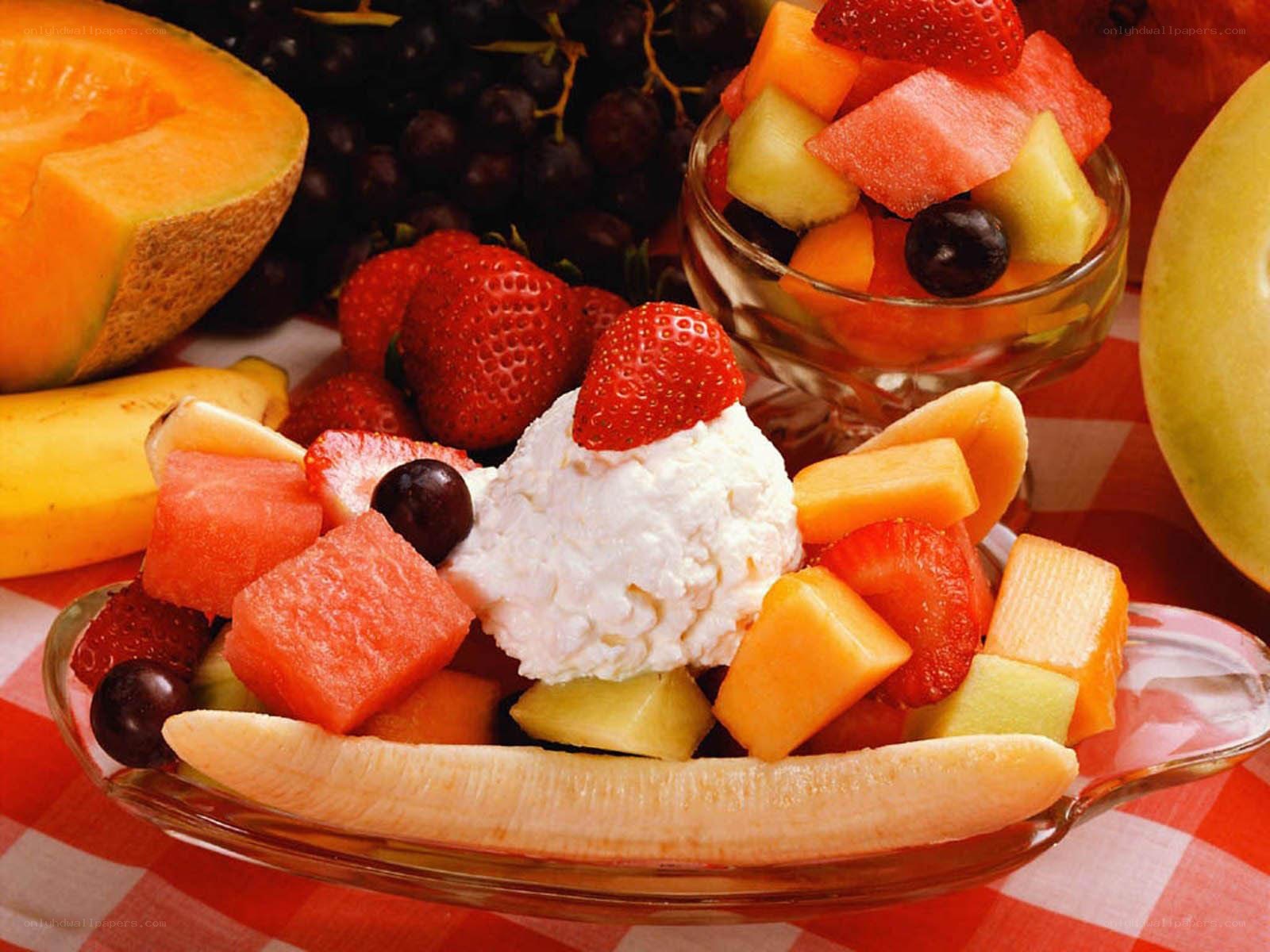 fruit salad with ice cream
