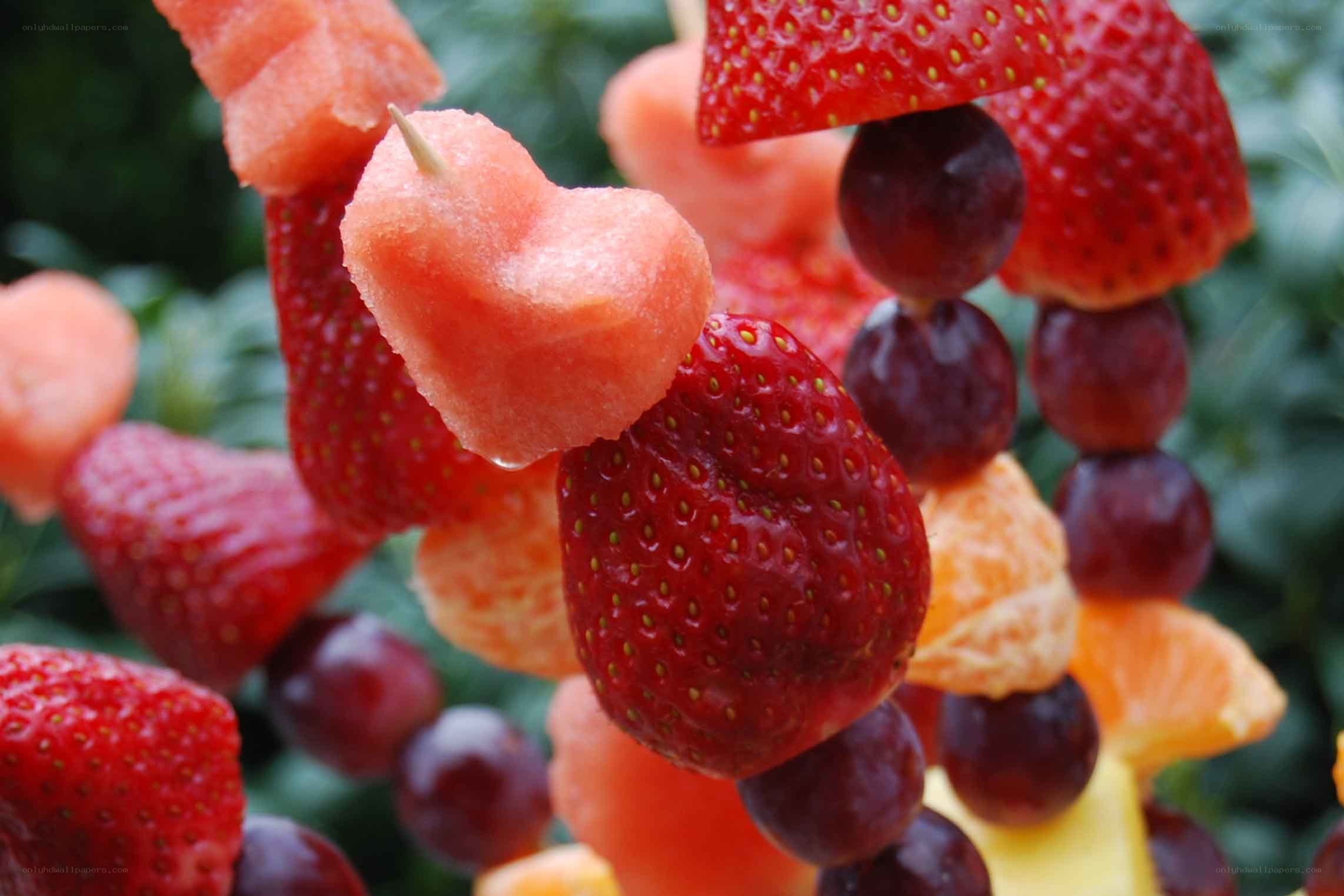 fruit skewer with strawberries and melon