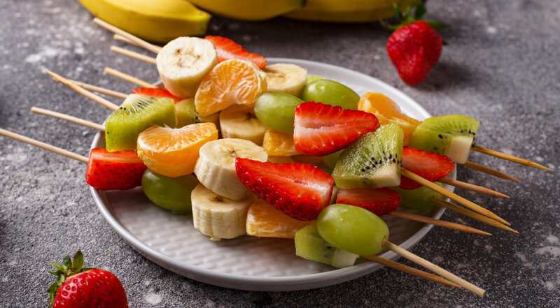 Fruit Skewers on Plate — Green