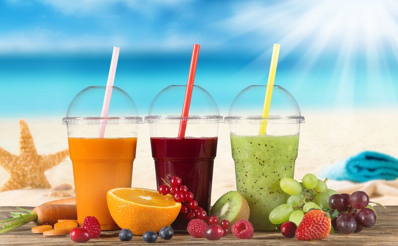 Fruit Smoothies on Beach