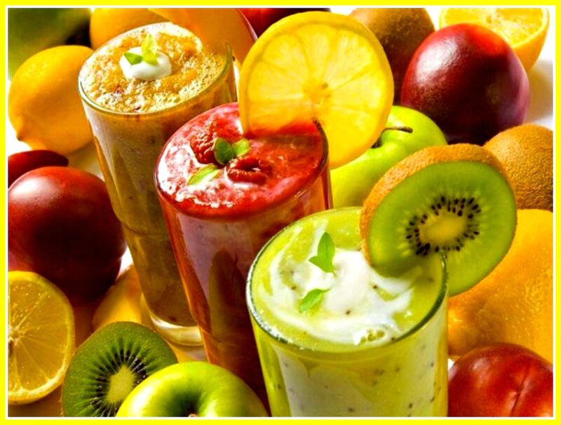 Fruit Smoothies with Fruit — Green