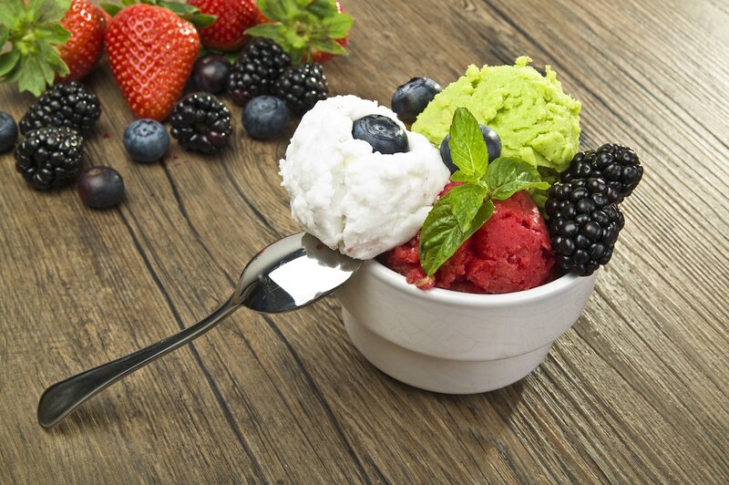 fruit sorbet in a bowl