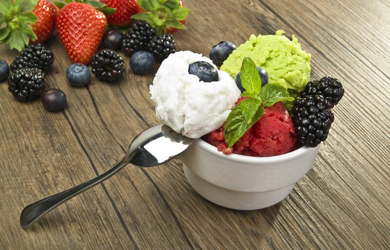 fruit sorbet in a bowl