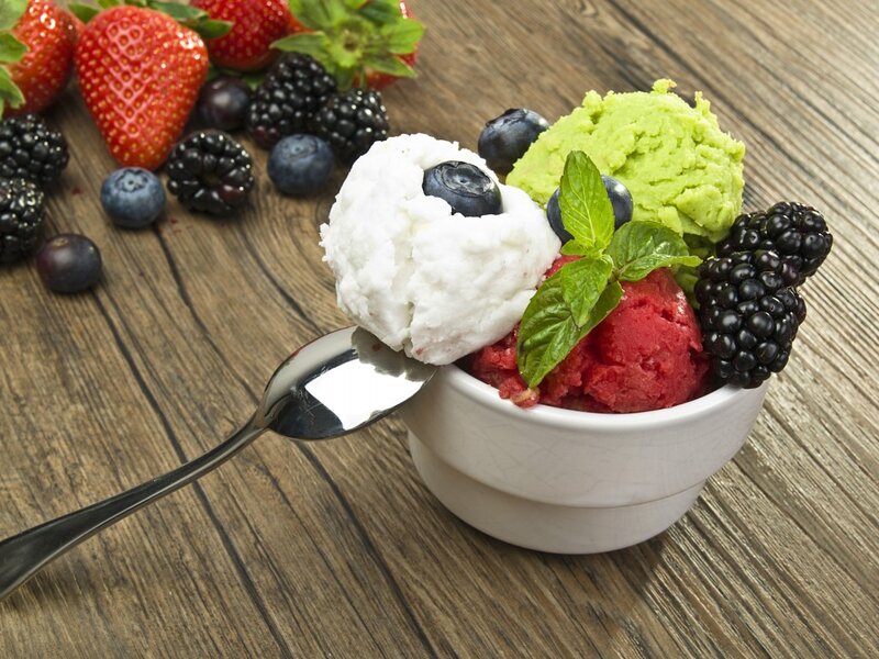 Fruit Sorbet in Bowl — White
