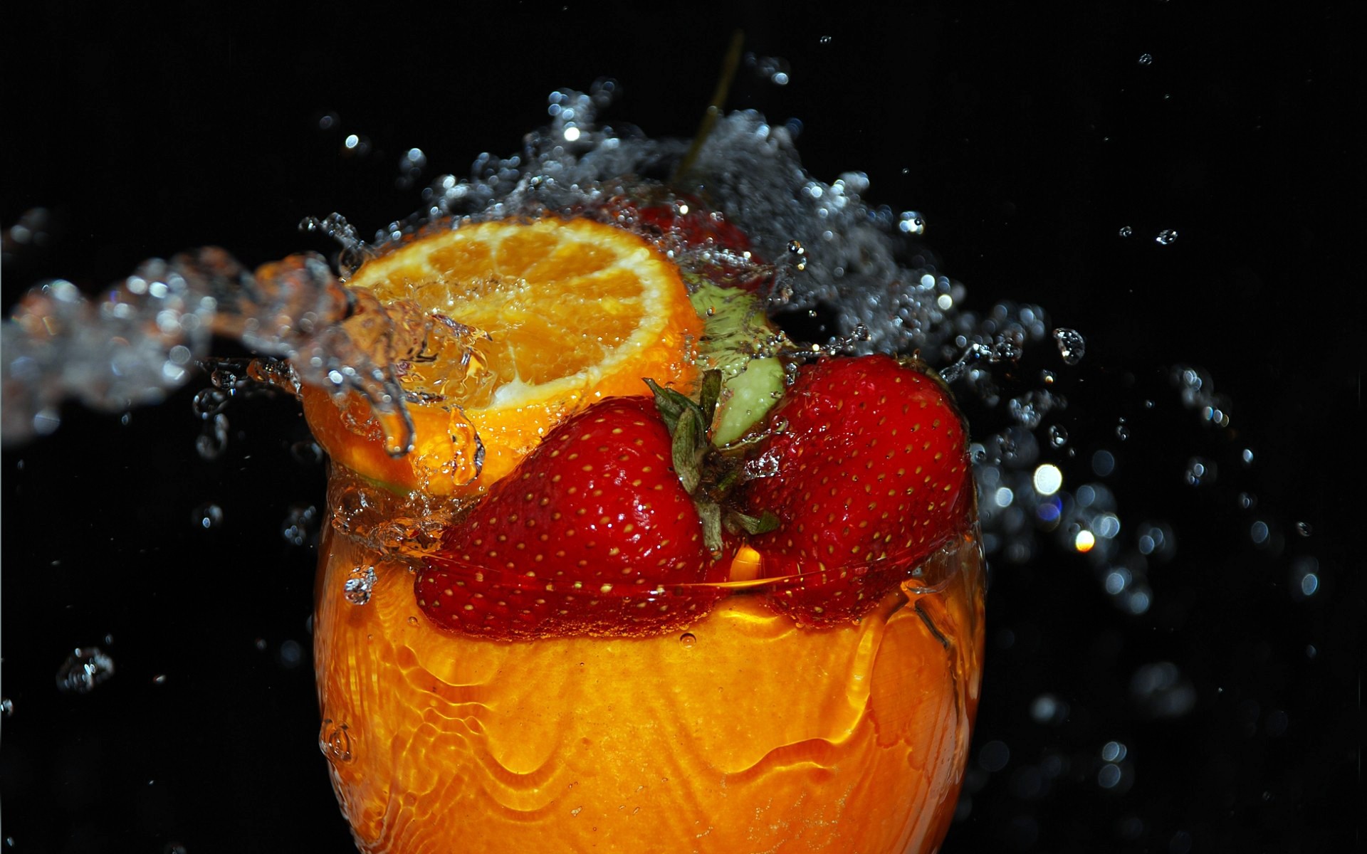 fruit splash in a glass