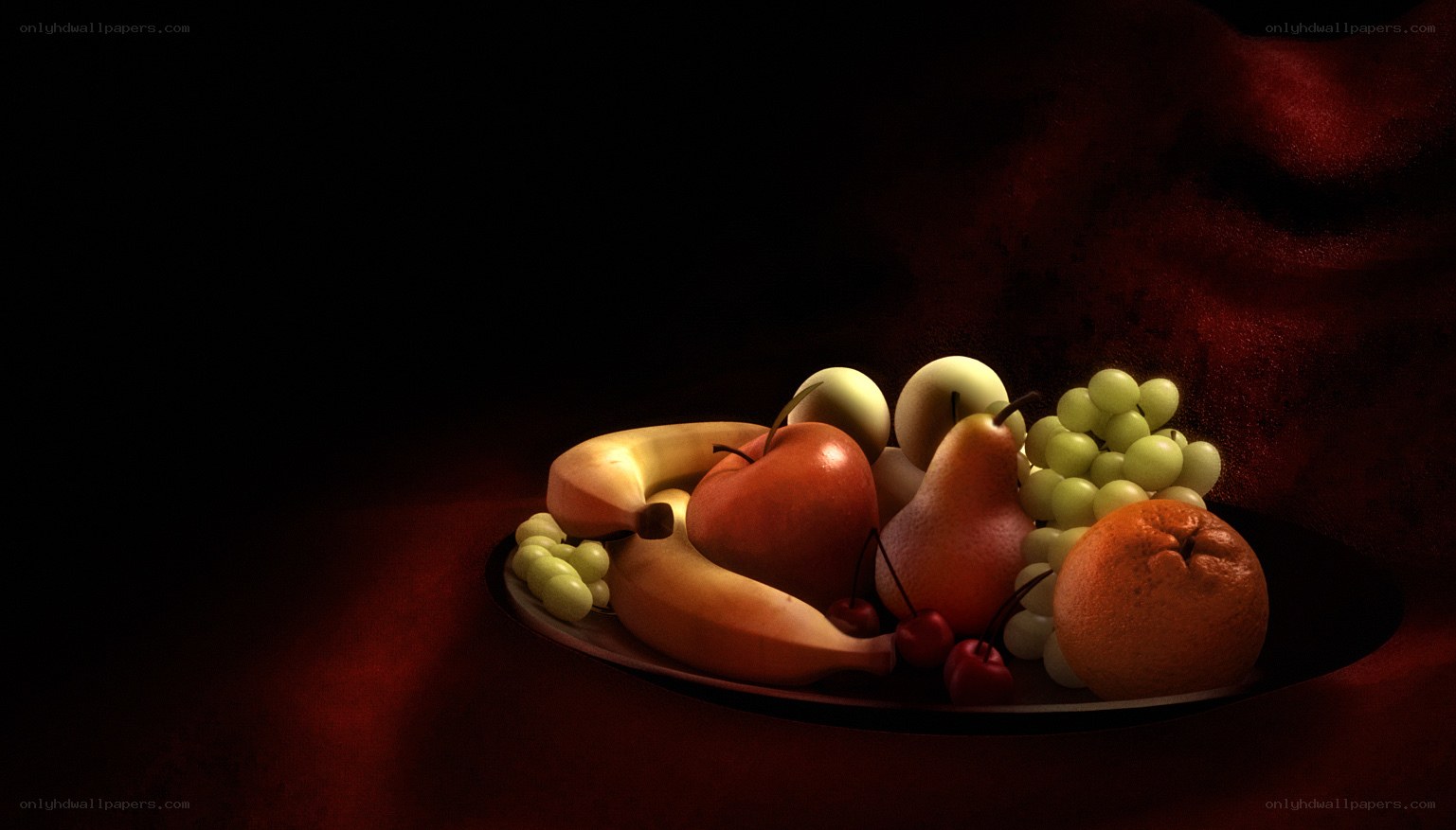 fruit still life on dark background