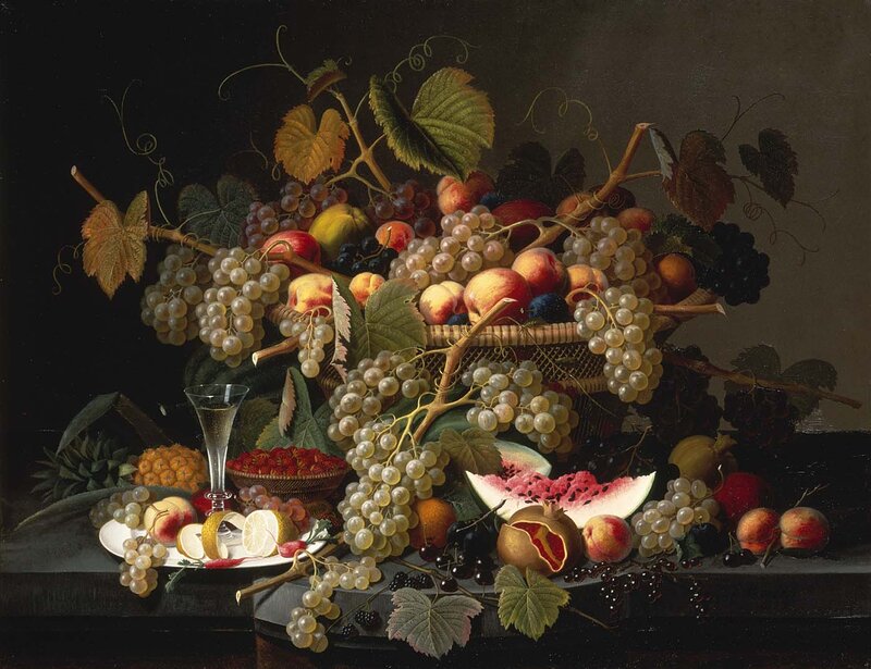 Fruit Still Life Painting — Green, Dramatic