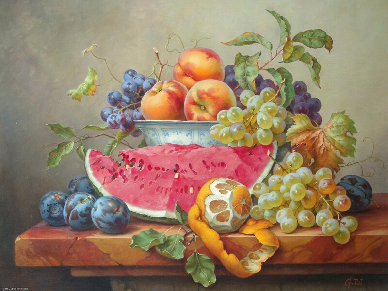 Fruit Still Life Painting — Red, Calm