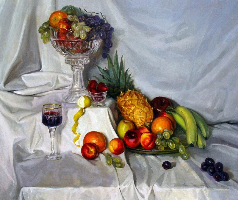 Fruit Still Life Painting — White