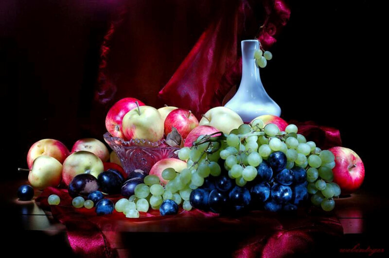 fruit still life with grapes