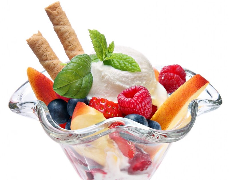 Fruit Sundae in Glass Bowl