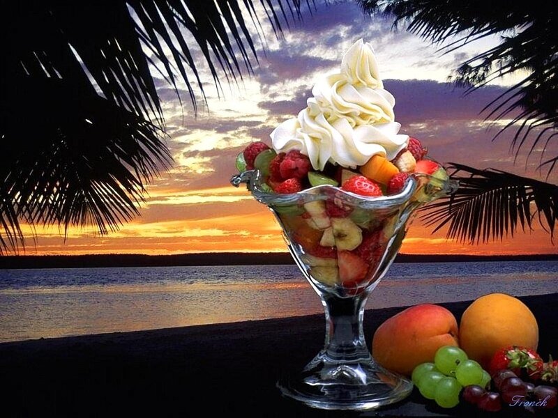 Fruit Sundae in Glass — Orange