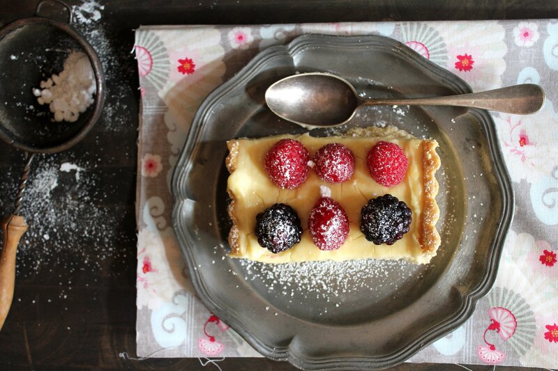 Fruit Tart on Plate — Gray