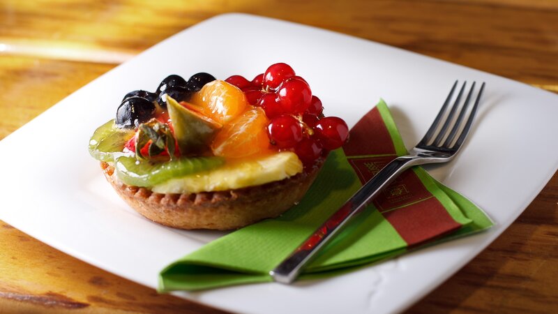 Fruit Tart on Plate — White, Appetizing