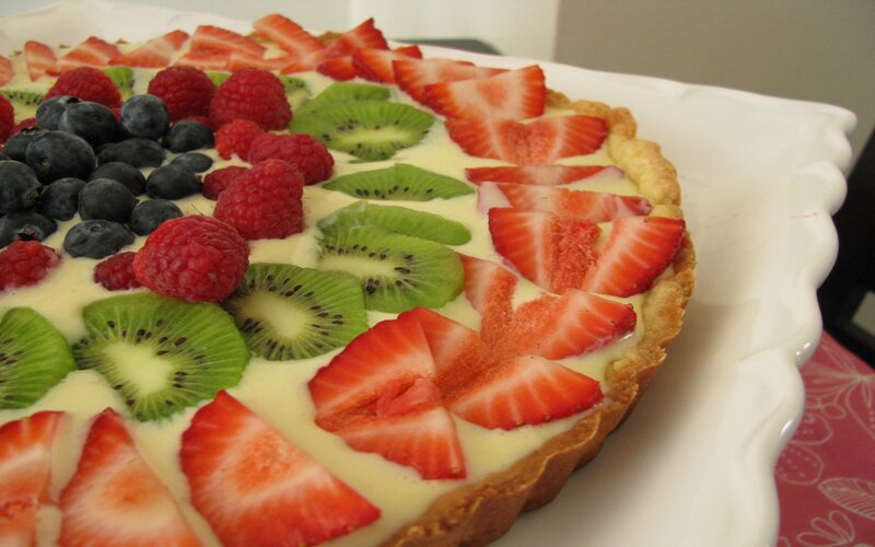 Fruit Tart on Plate — White