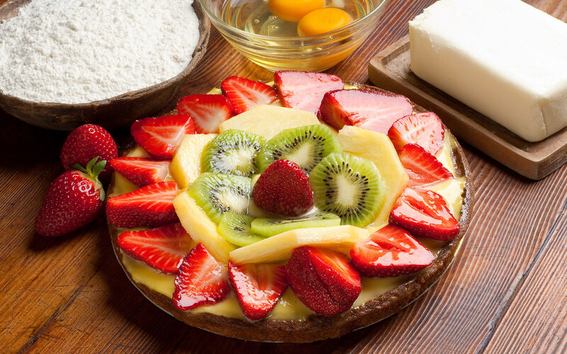 Fruit Tart on Wooden Table
