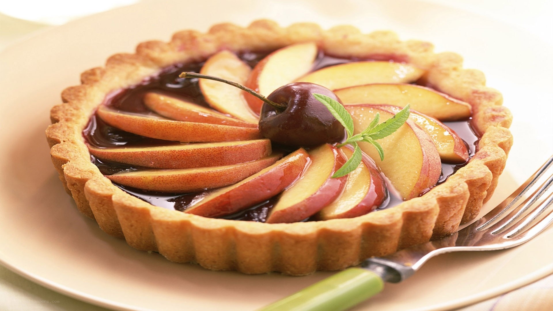 fruit tart with cherry