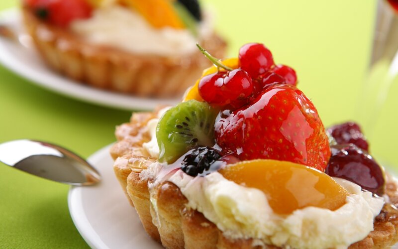Fruit Tart with Cream — Green, Fresh