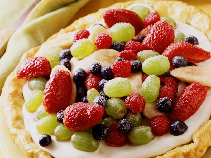 Fruit Tart with Cream — Yellow, Appetizing, Photograph