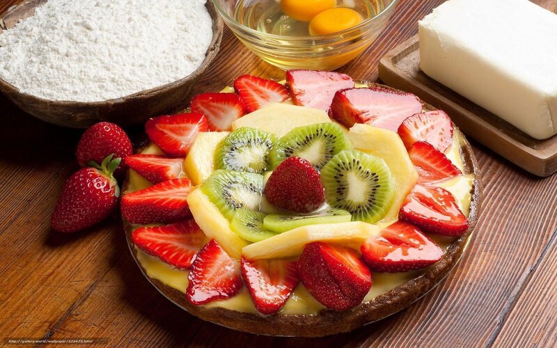 Fruit Tart with Ingredients — Brown, Appetizing