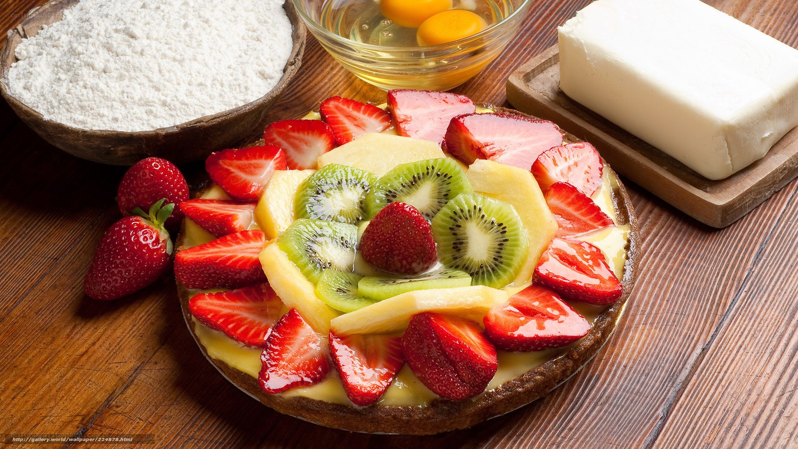 fruit tart with ingredients