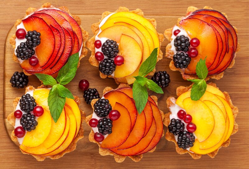 Fruit Tarts on Wood