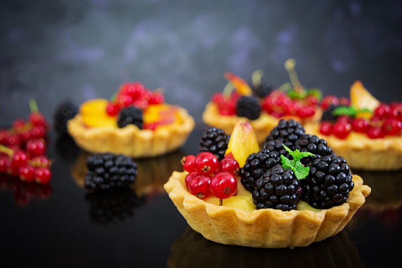 Fruit Tarts with Berries — Black