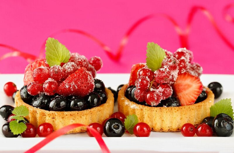 Fruit Tarts with Berries — Pink, Festive