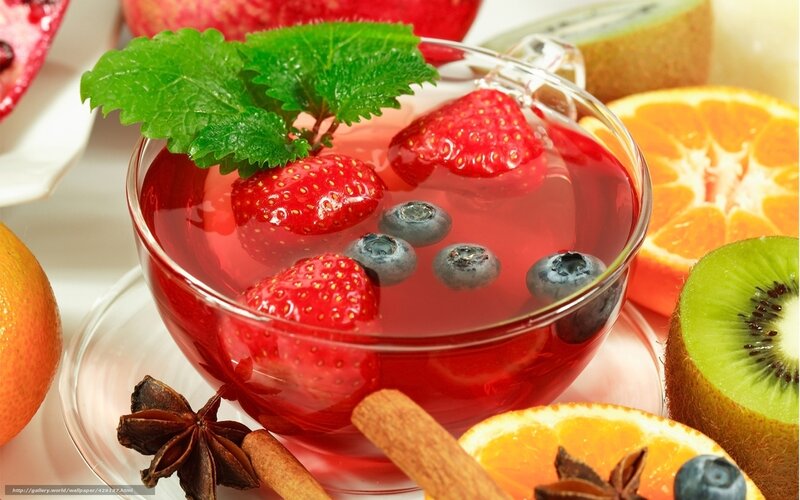 Fruit Tea in Glass Cup — Red, Fresh