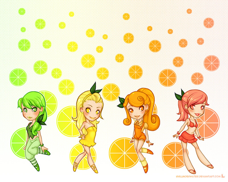 fruit-themed chibi characters