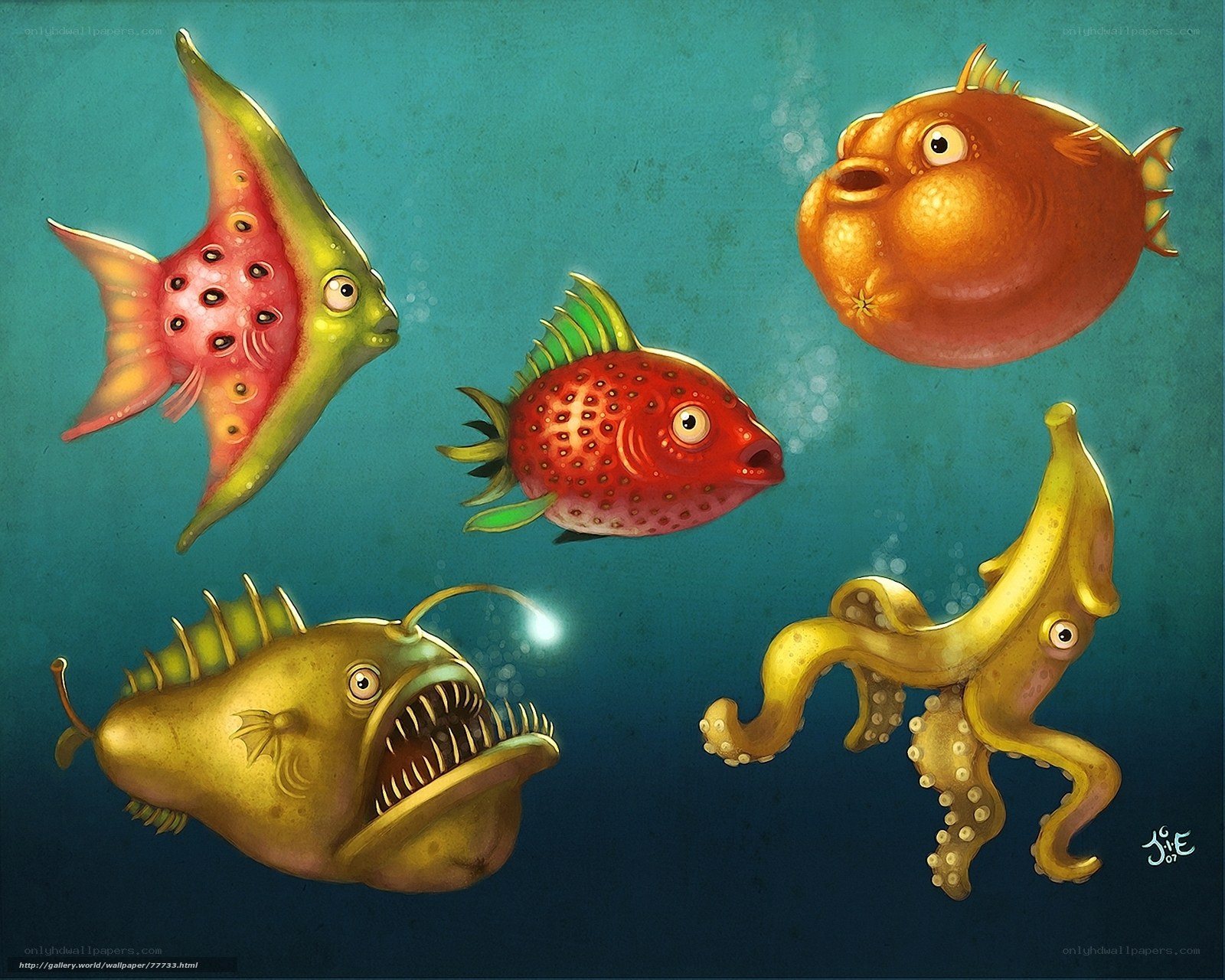 Fruit-themed sea creatures