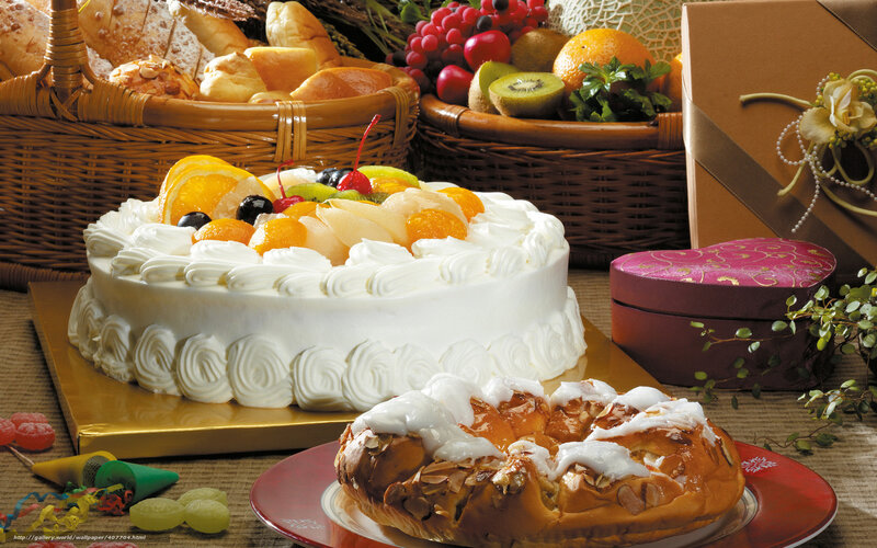 Fruit-topped Cake and Pastries