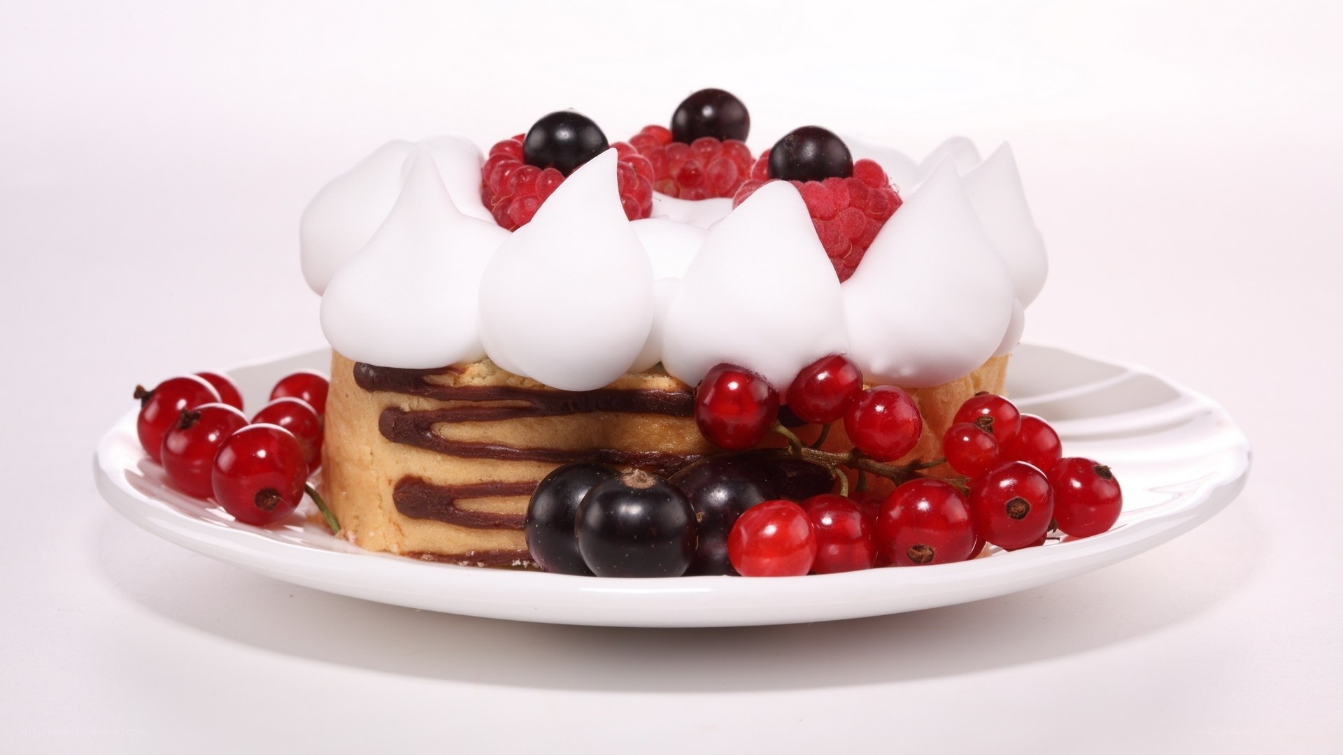 Fruit-topped cake on plate