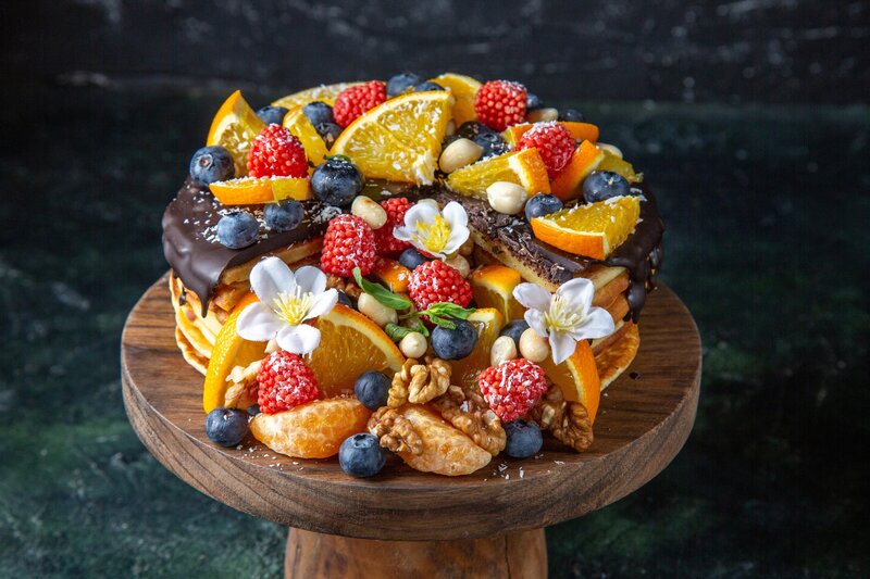 Fruit-topped Cake on Stand