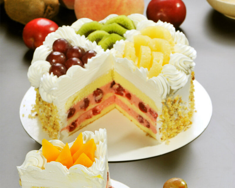 Fruit-topped Cake — White, Appetizing, Photograph, Grapes