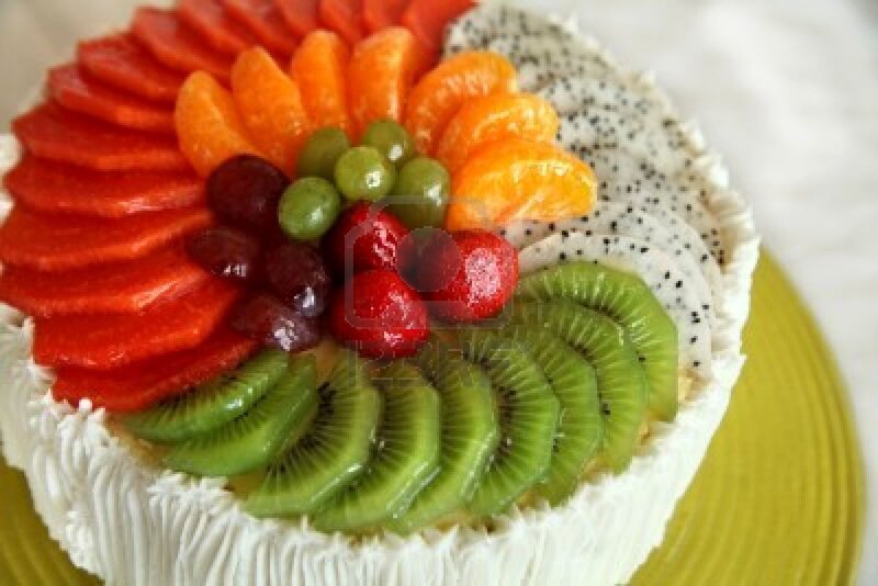 Fruit-topped Cake — White, Appetizing