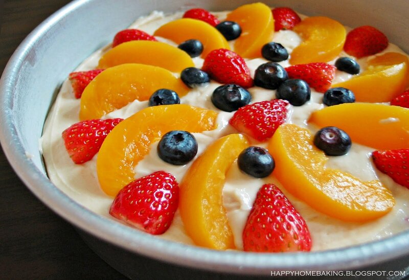 Fruit-topped Cake — White, Fresh, Photograph