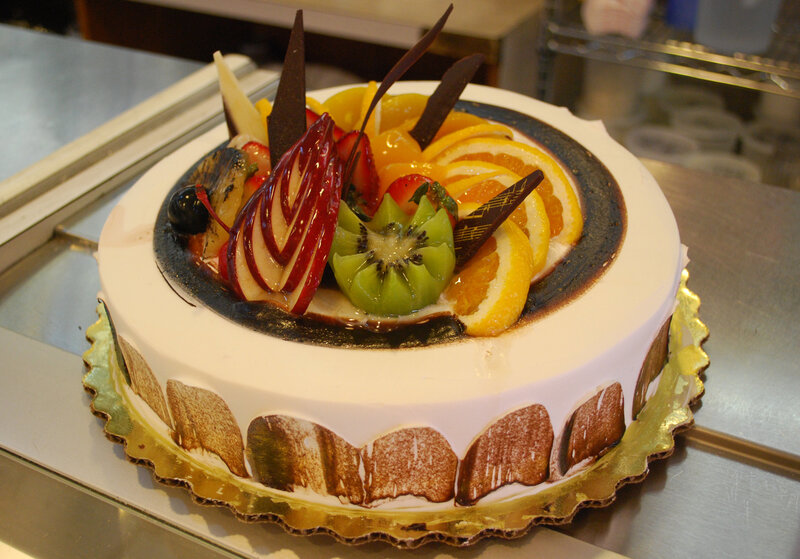 Fruit-topped Cake — White, Neutral, Photograph, Kiwi