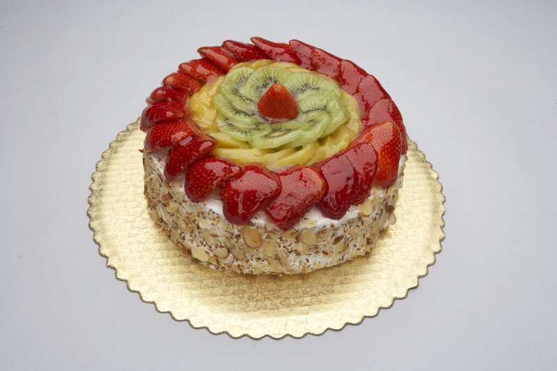 Fruit-topped Cake — White, Neutral, Photograph
