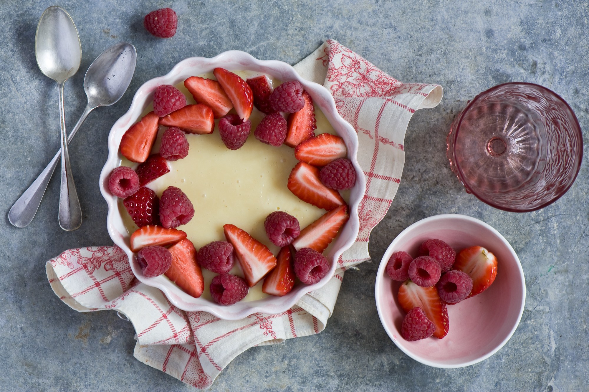 Fruit-topped custard dessert