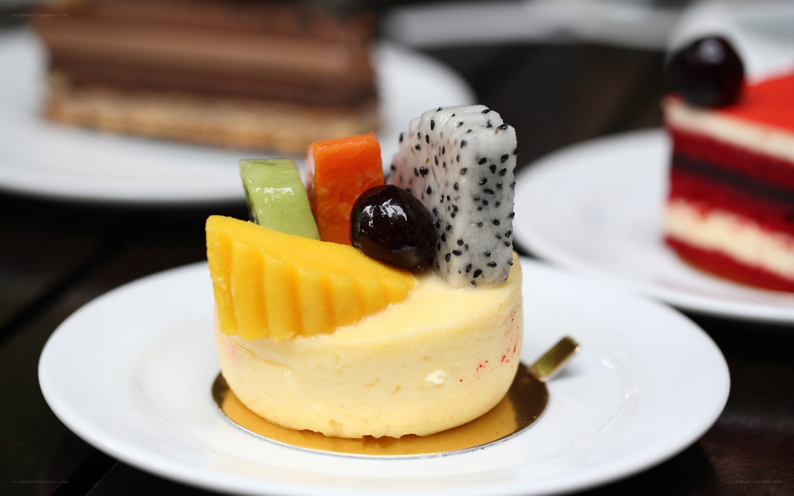 Fruit-topped dessert on a plate