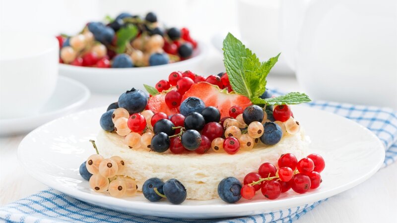 Fruit-topped Dessert — White, Fresh