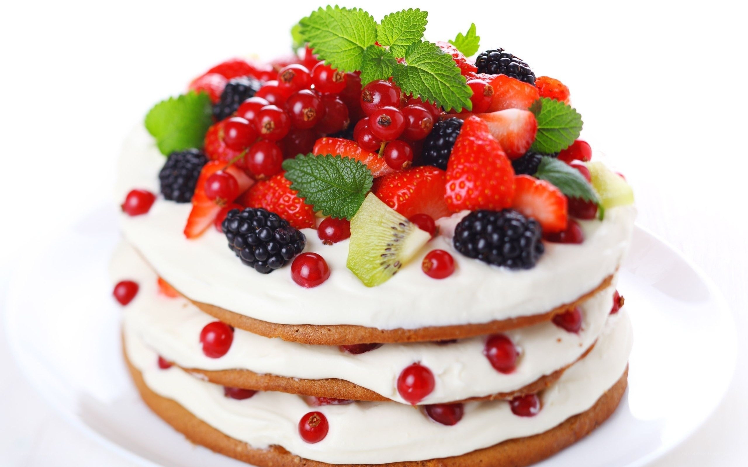 Fruit-topped layered cake