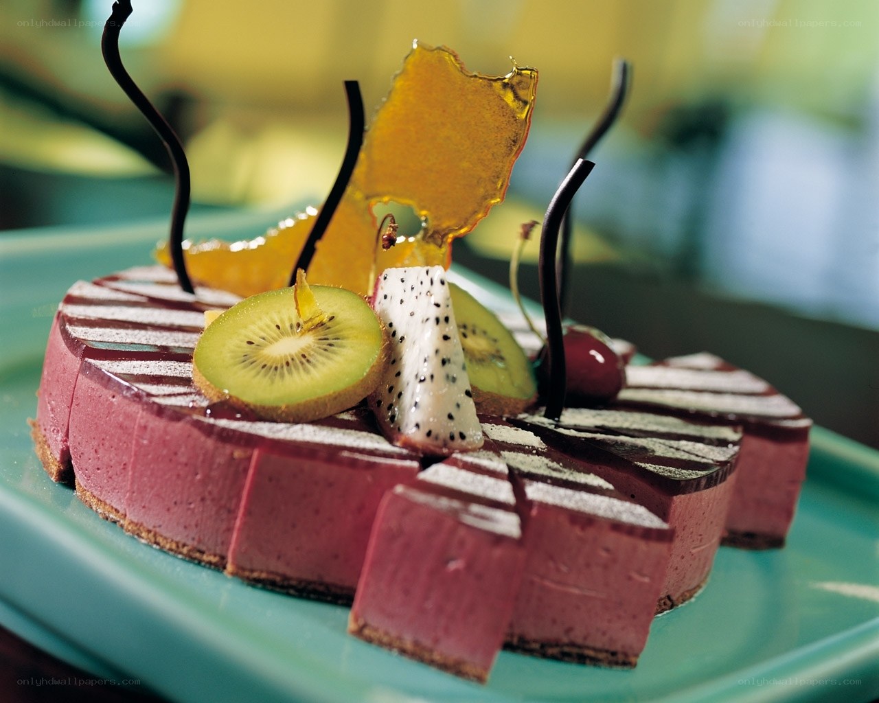fruit-topped mousse cake