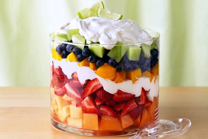 Fruit Trifle in Glass Bowl