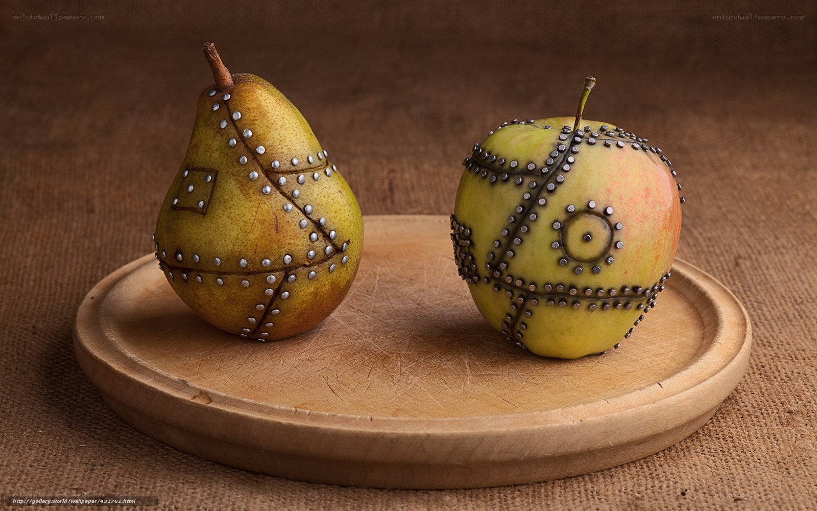 Fruit with metal embellishments