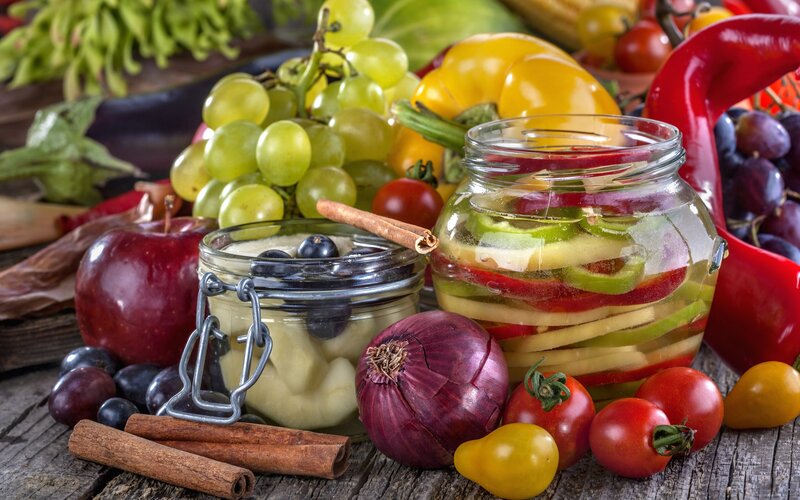 Fruits and Vegetables on Wood